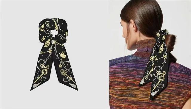 Hermes Dot Key Twilly Small Silk Scarf Hairband, Detachable And Two-Way Twilly S