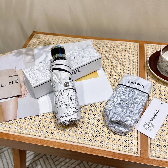 Chanel Snowflake New Arrival Best-Selling 50% Off Manual Folding Sun And Rain Um