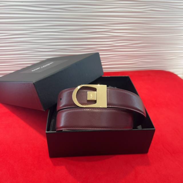 Spring Collection Saint Laurent Women's Belt Genuine Gold-Plated Buckle, Italian
