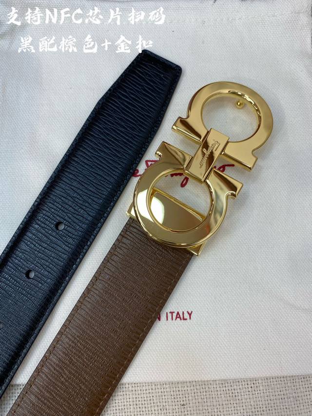 Nfc-F3.5Cm High-End Custom-Made Men's Leather Belt, Double-Sided Imported Cowhid