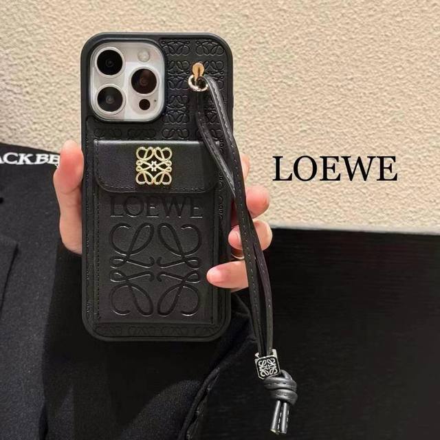 Loewe Flip-Cover Card Holder Phone Case Short Wrist Strap Card Holder Phone Case