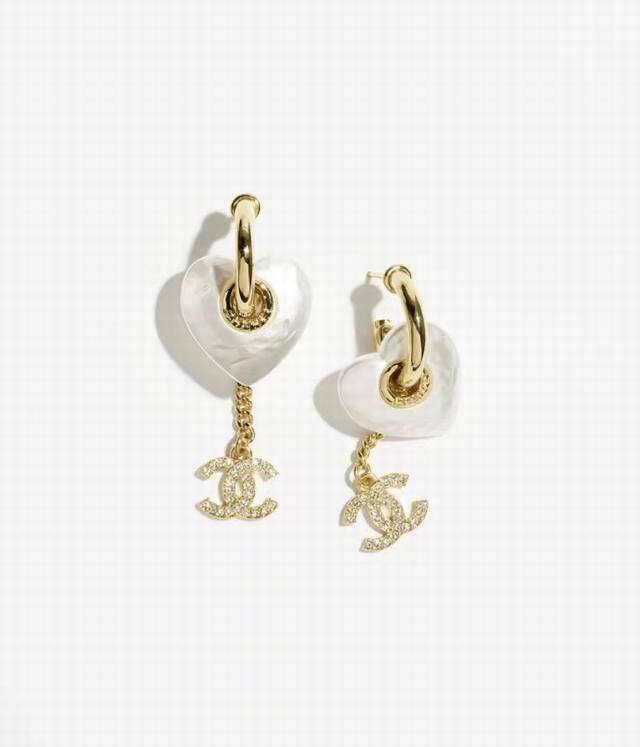 Ch Nel New Heart-Shaped Resin Earrings Zp Exact Match Of The Original Design! Ev