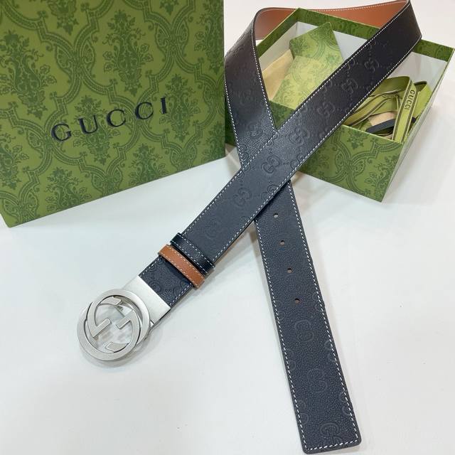 Gucci Belt 3.8 Cm Double-Sided Imported Calfskin, Can Be Used On Both Sides. Rot