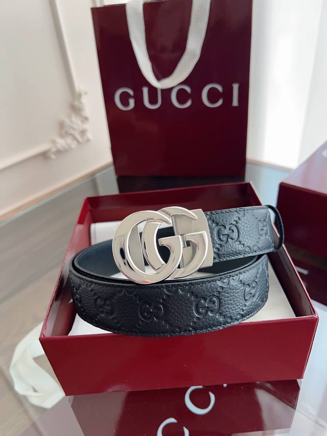 Gucci Gucci Automatic Smooth Buckle Belt, Stainless Steel Hardware, 35Mm Wide, D