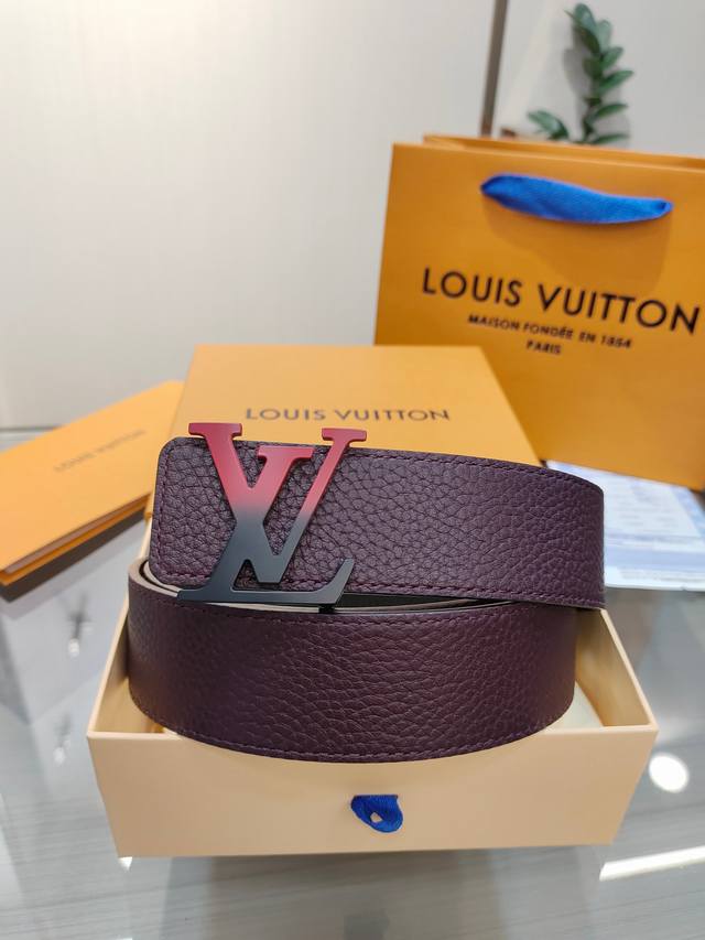 L0Uis Vuitton Men's Premium Quality Belt, 40Mm Width, Featuring A Stainless Stee