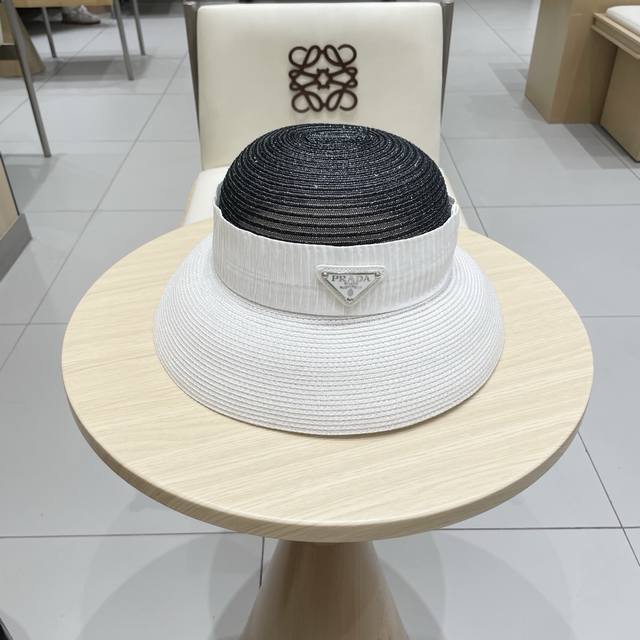 Prada Straw Hat, Simple And Versatile Style, Head Circumference 57 Cm.
