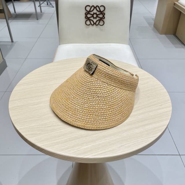 Gucci Raffia Straw Hat For Women, Summer Sun-Protective Open-Top Hat, High-End K