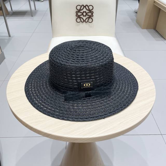 Dior 2025 New Straw Hat, High-End Custom, Lady-Like Style, Summer Uv Protection,