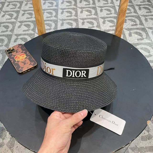 Dior Flat-Top Straw Hat, High-Density Construction, A Super Stylish Straw Hat~ P