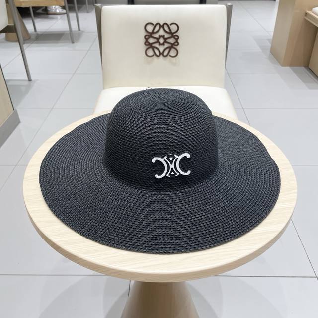 Celine New Straw Hat, Openwork Round-Top Hat, Head Circumference 57Cm