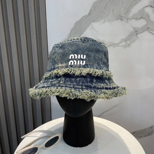 Comes With A Dust Bag. Miu Miu 2025 New Washable Soft Denim Unisex Fisherman's H