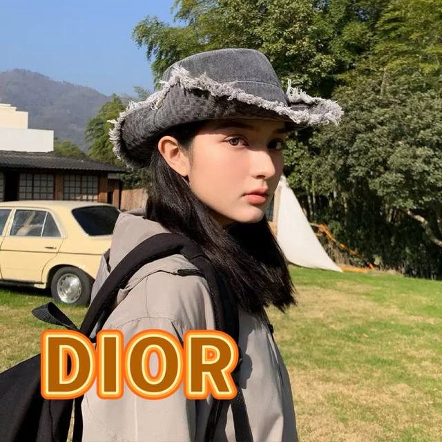Dior New-Style Frayed Denim Hiking Hat, Sun-Protective Denim Fisherman's Hat, Ko