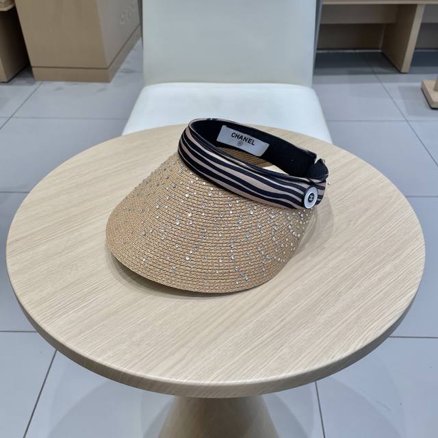 Chanel Chanel Rhinestone-Embellished Sun Hat With Open Top For Women, Travel, Fa
