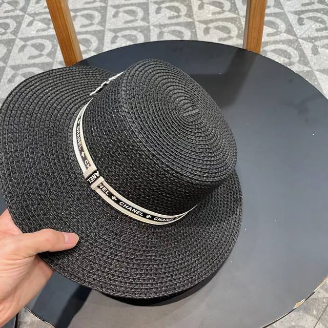 Chanel Chanel Lace-Up Lady-Like Mini Hat, Flat-Top Straw Hat, Head Circumference