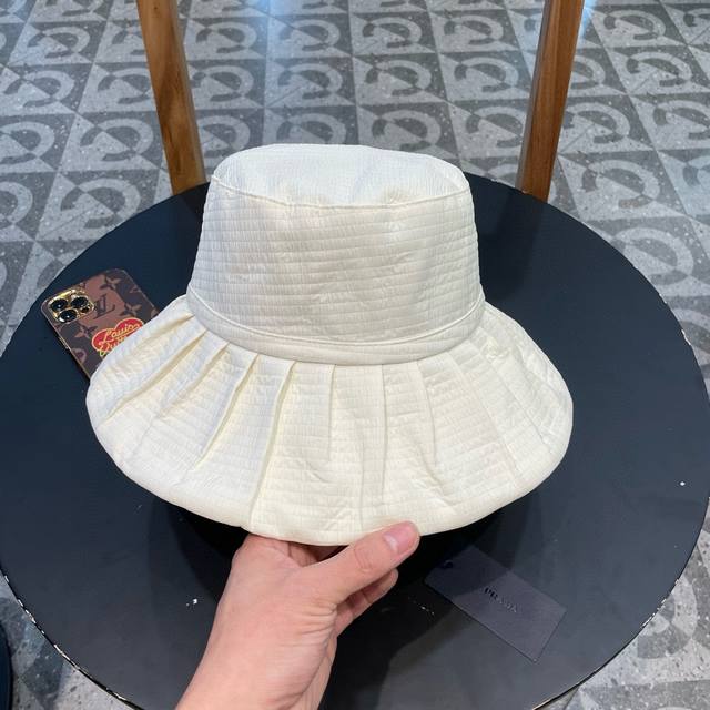 Prada Sun Hat For Women, Spring/Summer Uv Protection, Fisherman's Hat With Korea