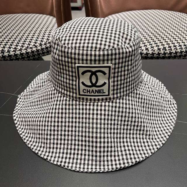 Chanel New Butterfly Bow Checkered Fisherman's Hat For Women, Korean Summer Wide