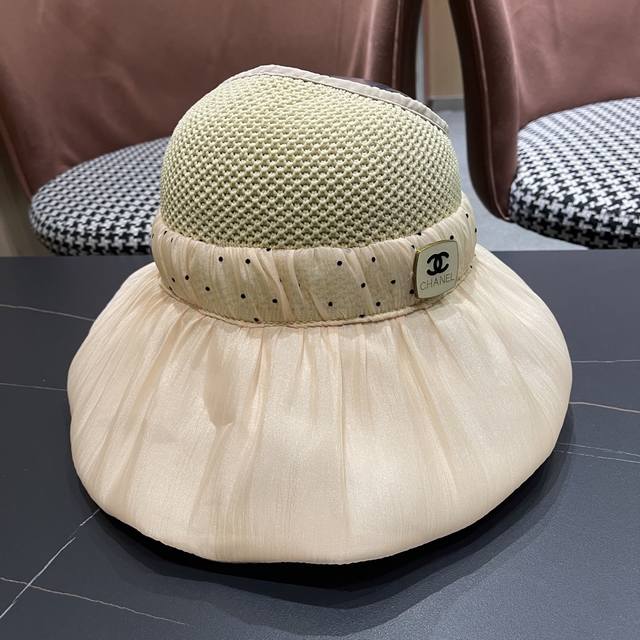 Chanel New Sun Hat With Cute Bow, Uv Protection, Wide Brim, Summer Hat For Women