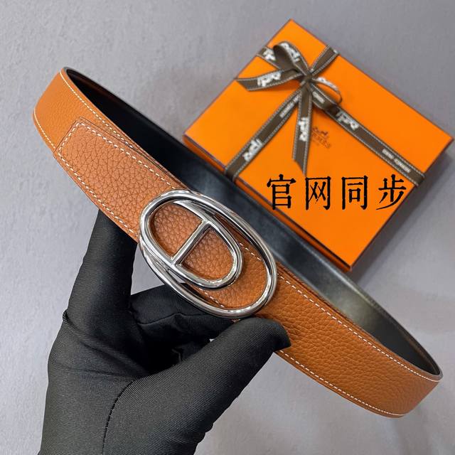 Herm S - 32Mm Premium Double-Sided Original Leather With Premium Buckle, Top-Qua