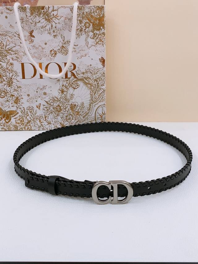 Dior 20Mm Black Smooth Calfskin Saddle Belt Montaigne Star Cd Belt Buckle With C