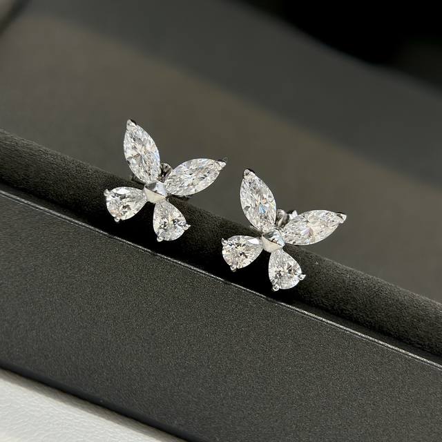 S0258 Graff Marquise-Cut Diamond Butterfly Stud Earrings. Jewelry Crafted With T