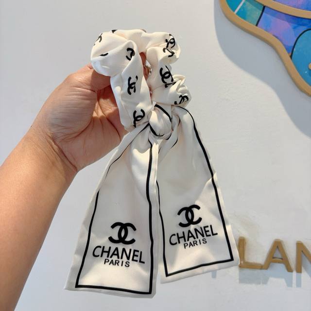 With Packaging Chanel Letter Ribbon Ponytail Hair Tie With Bow, High-End Korean-