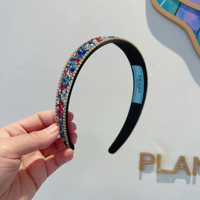 With Packaging Prada European And American New Trend Color-Embellished Hairband,