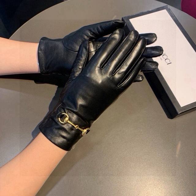 2025 New Exclusive Touchscreen Gloves Gucci New High-Quality Sheepskin Gloves Th