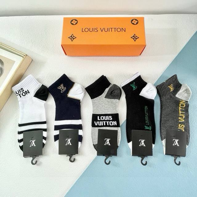 With Packaging, One Box Contains Five Pairs. Louis Vuitton, A Popular Style. Hig