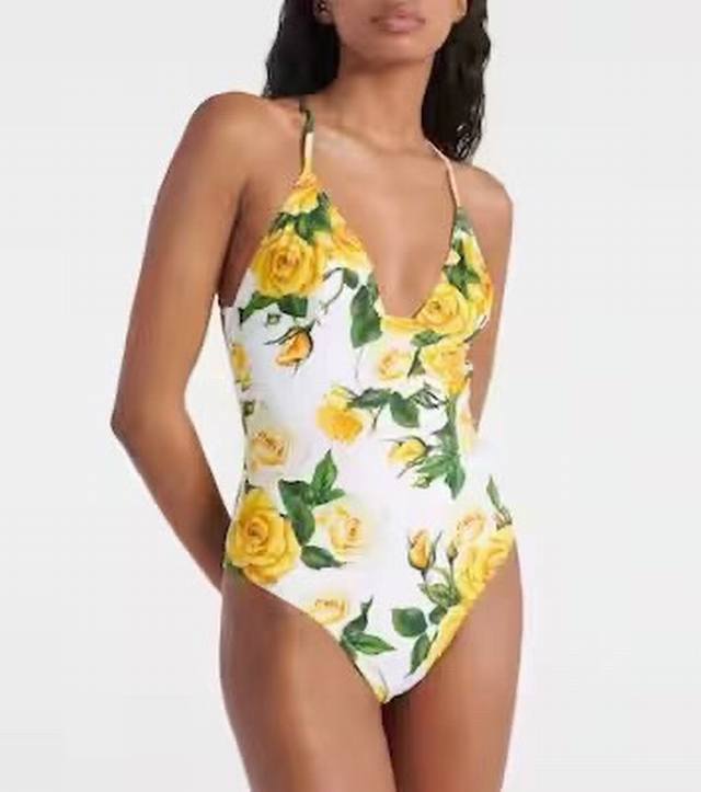 Dg New Bright-Colored One-Piece Swimsuit Suitable For Various Occasions: Beach,