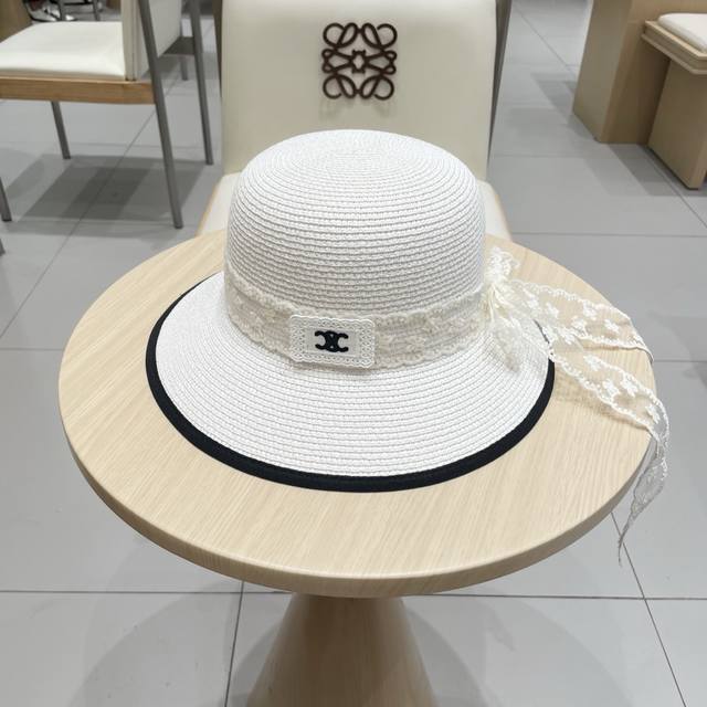 Celine Straw Hat With Ribbon, Fisherman's Hat For Women, Spring/Summer, Foldable