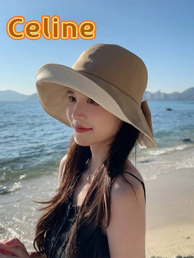 Celine 2025 New Spring Outdoor Sun Hat, Uv Protection, Women's Versatile And Tre