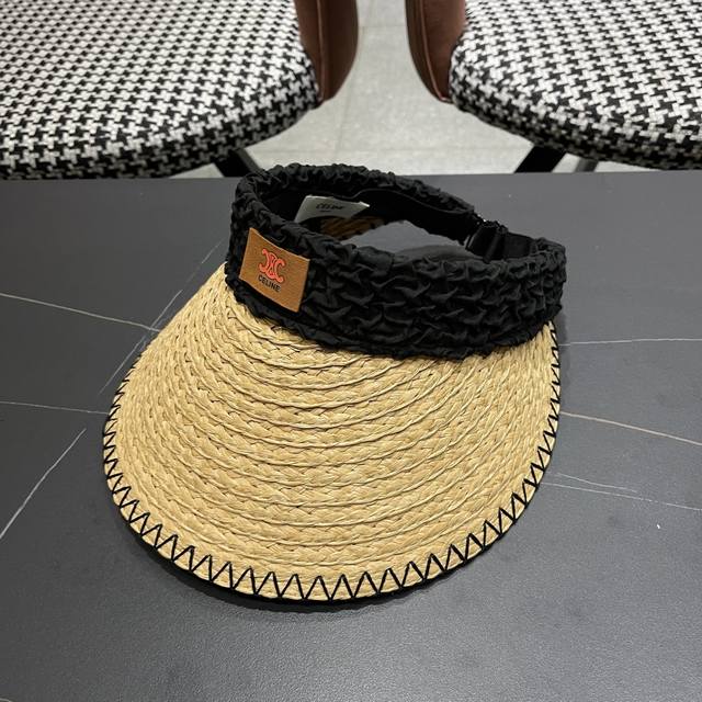 Celine Straw-Woven Hairband Open-Top Hat, Beach Vacation Trend Hat For Women, 20