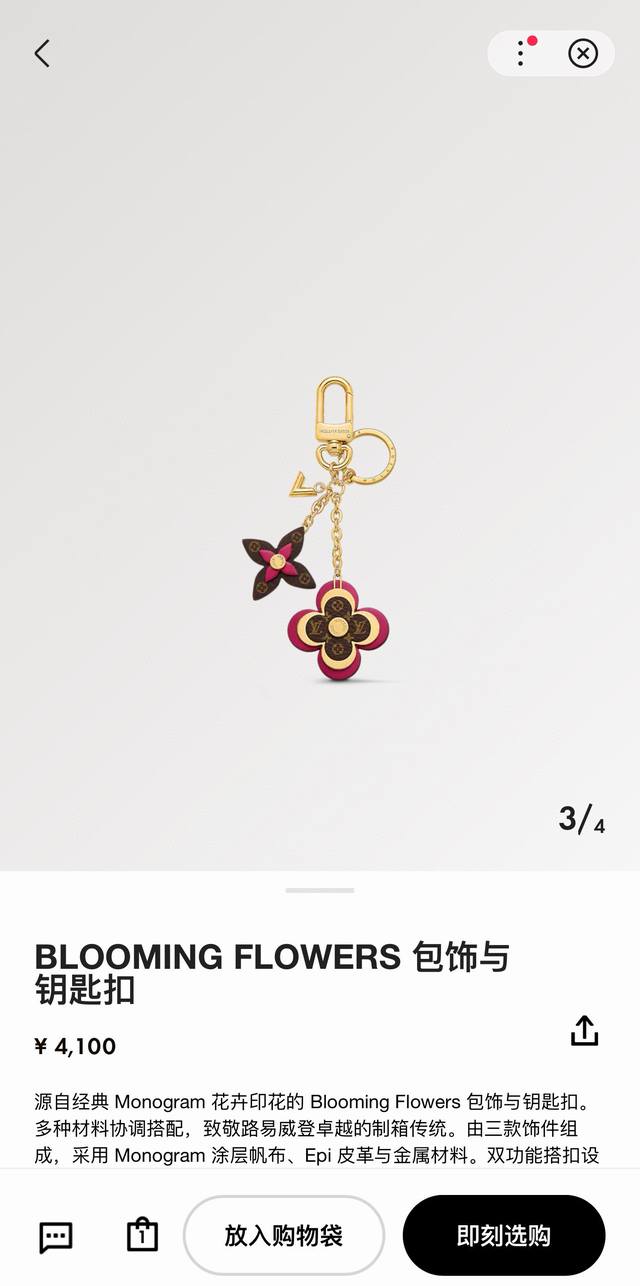 Louis Vuitton Official Website Keychain Lv Classic Four-Petaled Flower Design, 6