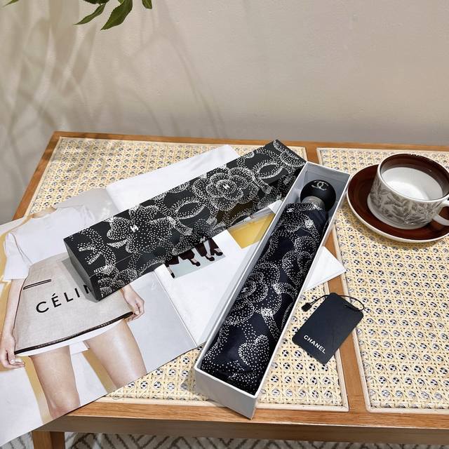 Chanel Chanel Snowflake New Model Three-Fold Automatic Folding Umbrella, Meticul