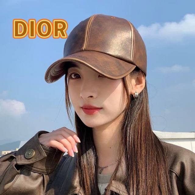 Dior Autumn/Winter Fashion Retro Pu Leather Duckbill Hat, Baseball Cap With Wide