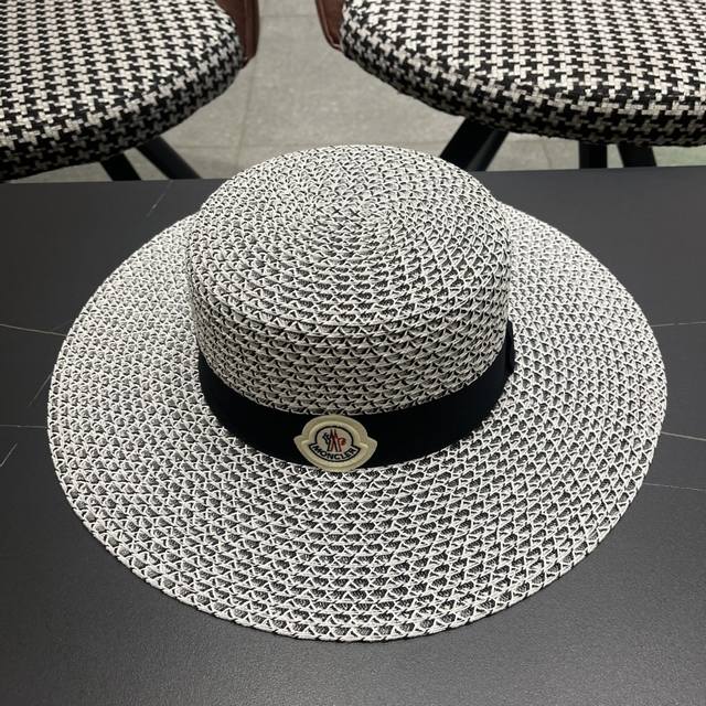 Moncler New Arrival Summer Lace-Up Flat-Top Hat For Women, Sun Protection Woven