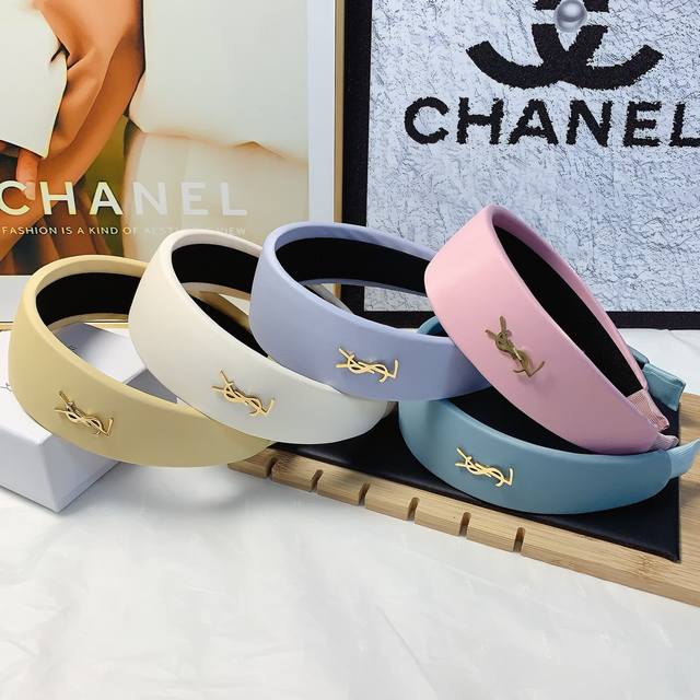 Ysl Saint Laurent Willow Tree Hairband Wide-Band Sponge Ti Steel Logo Luxury-Sty