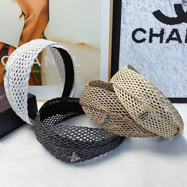 Prada Prada Hairband Woven Triangle Logo Luxury-Inspired Hairband, Versatile And