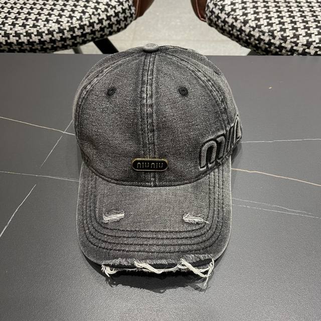 Miu Miu Authentic Baseball Cap, Original Denim Breathable Canvas Fabric, Meticul