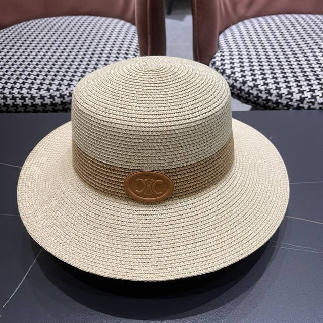 Celine New Straw-Woven Sun Hat, Beach Style, Simple And Elegant, Versatile Piece
