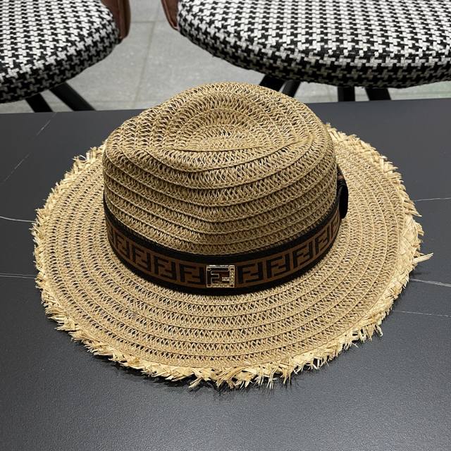 Fendi Fendi British Vintage Panama Straw Hat With Fringe For Women, Perfect For