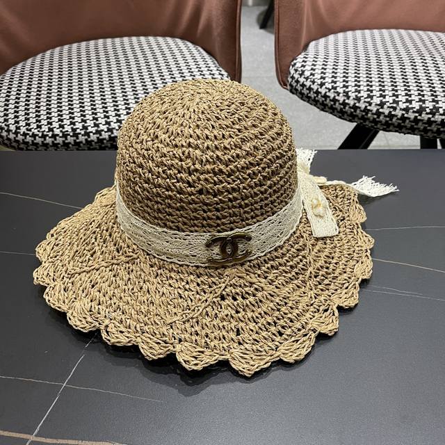 Chanel Women's Straw Hat, Korean-Style, Trendy, Versatile, Japanese-Style Summer