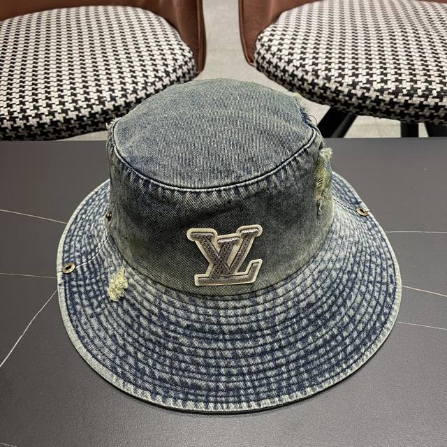 Louis Vuitton Trendy Cool Distressed Vintage Denim Fisherman's Hat For Women, Ko