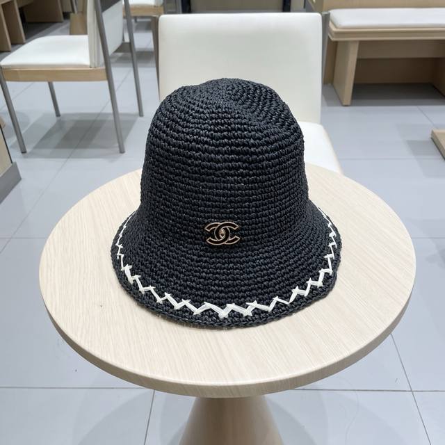 Summer Uv Protection 2025 New Woven Lace-Up Breathable Outdoor Bucket Hat Sun Ha
