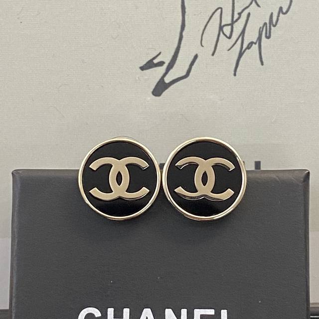 Chanel Earring Bestseller New Arrival - Zp Chan 23 Double C Retro Black Gold But