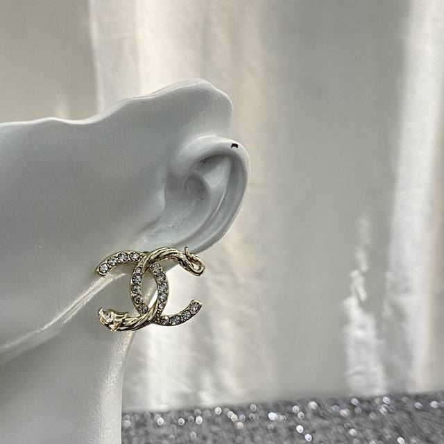Chanel Ear Studs - Hot-Selling New Arrival! Chan 23 Double C Crystal Ear Studs S