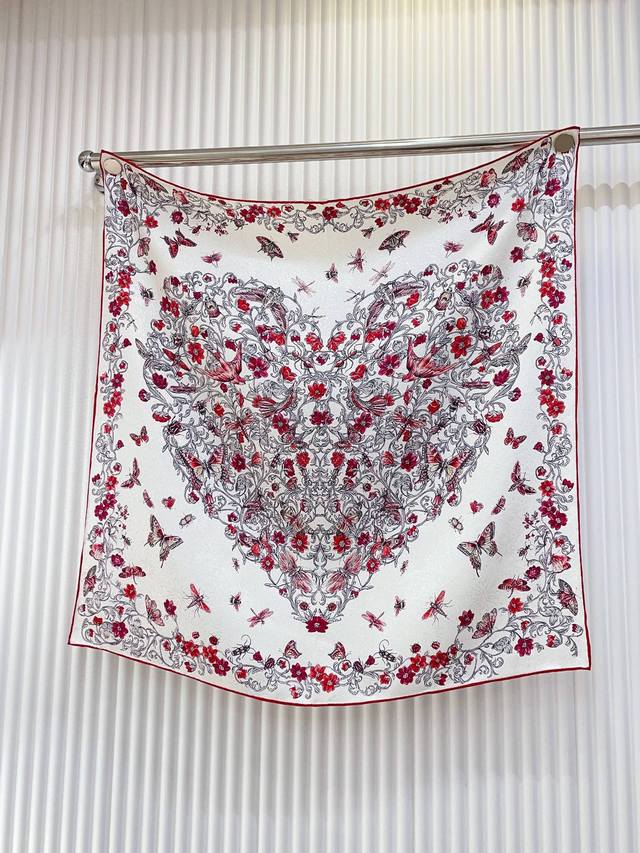 Subtle Pattern Jacquard New Arrival D-House Heart-Shaped Butterfly Square Handke