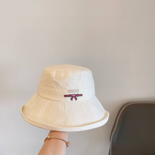 Specially Equipped With A Dust Bag, Gucci 2025 New Large-Brimmed Cotton-Linen Su