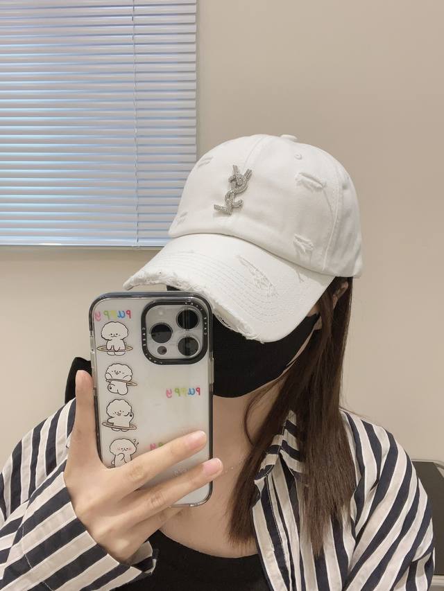 Ysl Saint Laurent New Arrival Counter-Purchased Edition Water-Drill Baseball Cap