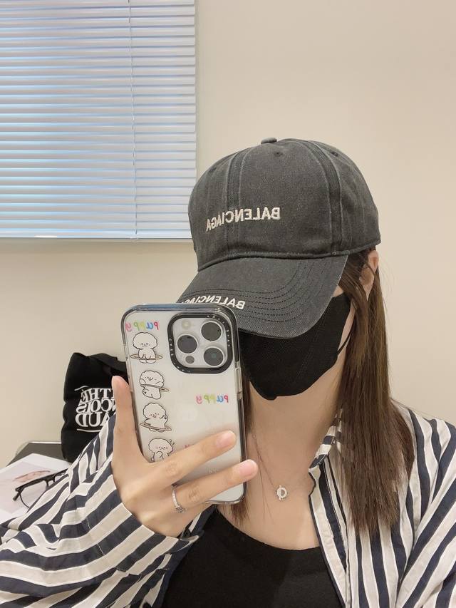 Balenciaga Early Spring New Arrival Washed Embroidered Baseball Cap Vintage-Insp
